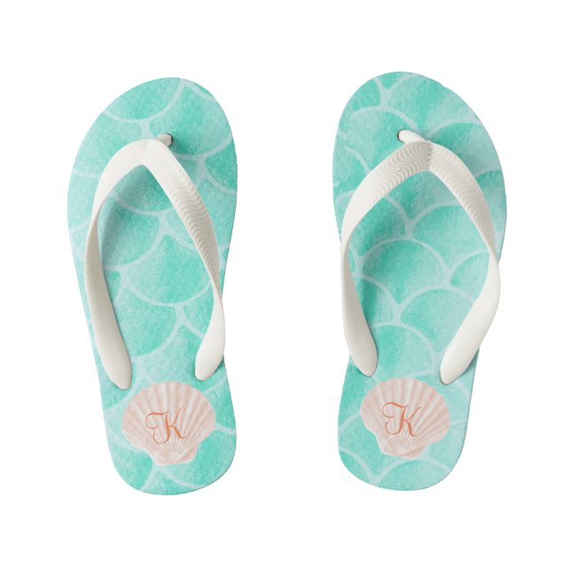 Chanclas Para Niños Aqua Mermaid Scales | Personalizado de conchas (Plantilla)