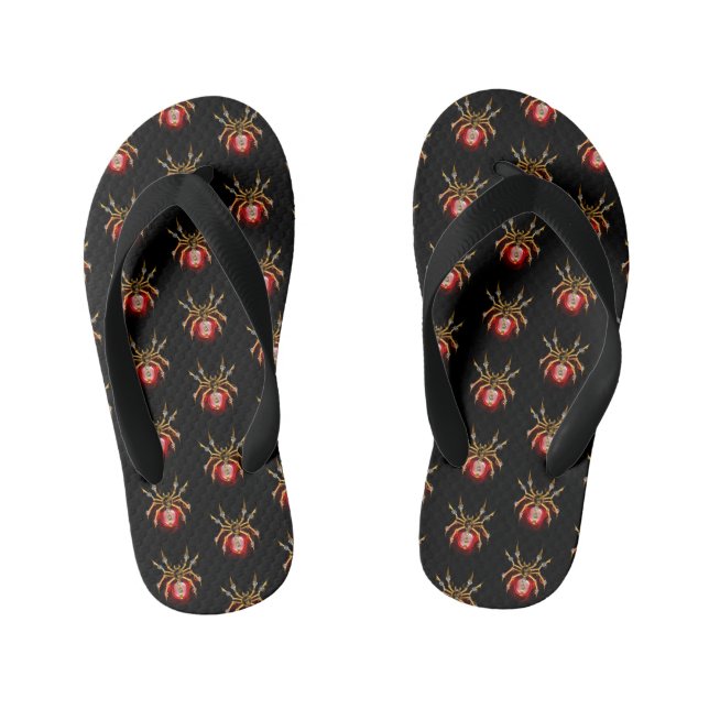 Chanclas Para Niños Araña de vapor sobre negro (Plantilla)