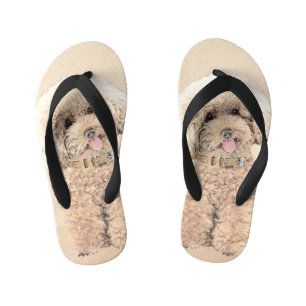 Chanclas Para Niños Arroz de juguete en miniatura de perro crema marró