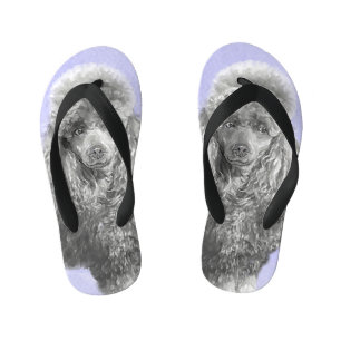 Chanclas Para Niños Arte de perro azul grisáceo de juguete en miniatur