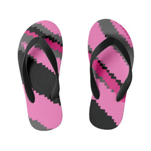 Chanclas Para Niños arte de pixeles rosa negro y gris