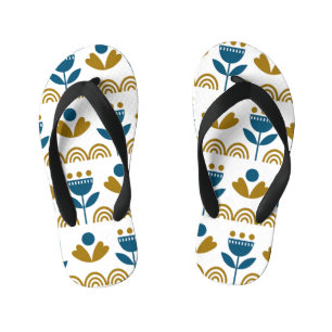 Chanclas Para Niños Arte folclórico escandinavo, patrón colorido.