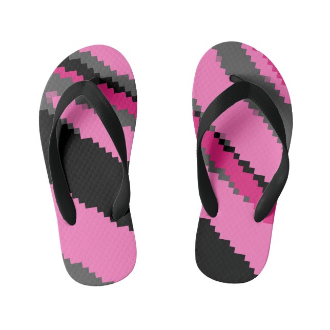 Chanclas Para Niños arte rosa negro y gris en píxeles (Plantilla)
