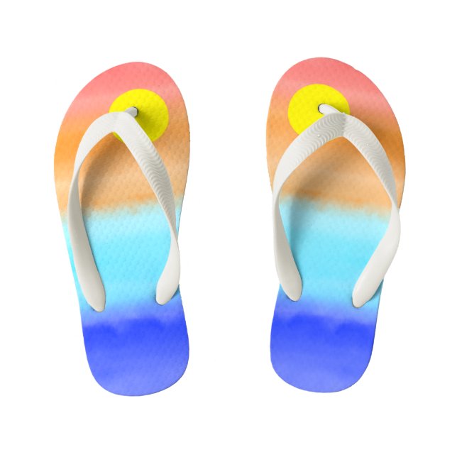 Chanclas Para Niños Atardecer sobre la acuarela oceánica Resumen arte  (Plantilla)
