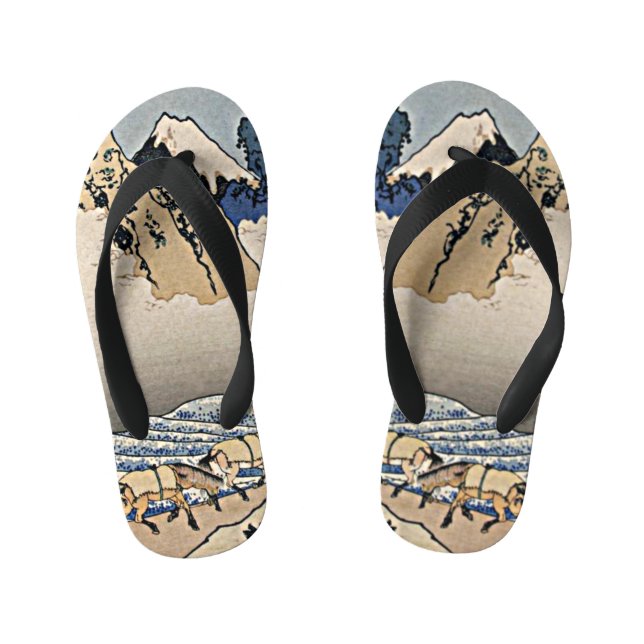 Chanclas Para Niños Atrás de la montaña Fuji del río Minobu Hokusai (Plantilla)