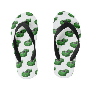 Chanclas Para Niños Autobús deportivo verde con ilustracion aéreo