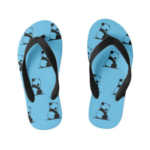 Chanclas Para Niños Azul impreso con panda lindo