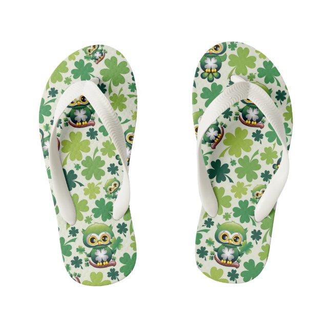 Chanclas Para Niños Baby Owl Cute St Patrick Cartoon (Plantilla)