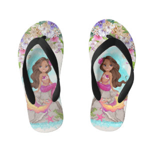 Chanclas Para Niños Bajo la sirena rosa y morada (piel oscura)