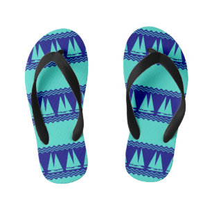 Chanclas Para Niños Bandas costeras Náuticas Azules