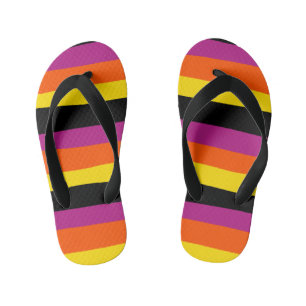 Chanclas Para Niños Bandas desiguales - Negro, rosa, Naranja y amarill