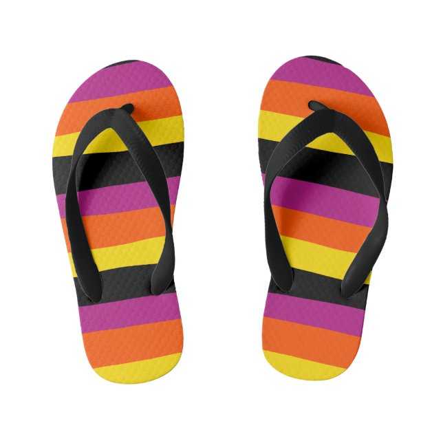 Chanclas Para Niños Bandas desiguales - Negro, rosa, Naranja y amarill (Plantilla)