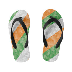 Chanclas Para Niños Bandera de Irlanda con un patrón de shamrock