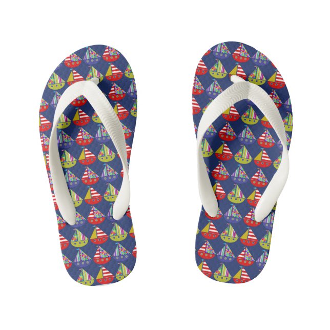 Chanclas Para Niños Barcos de vela, niños náuticos y pequeños, chancla (Plantilla)
