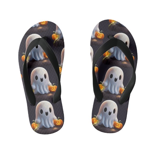 Chanclas Para Niños Bebé Fantasma Típico personaje de Halloween (Plantilla)