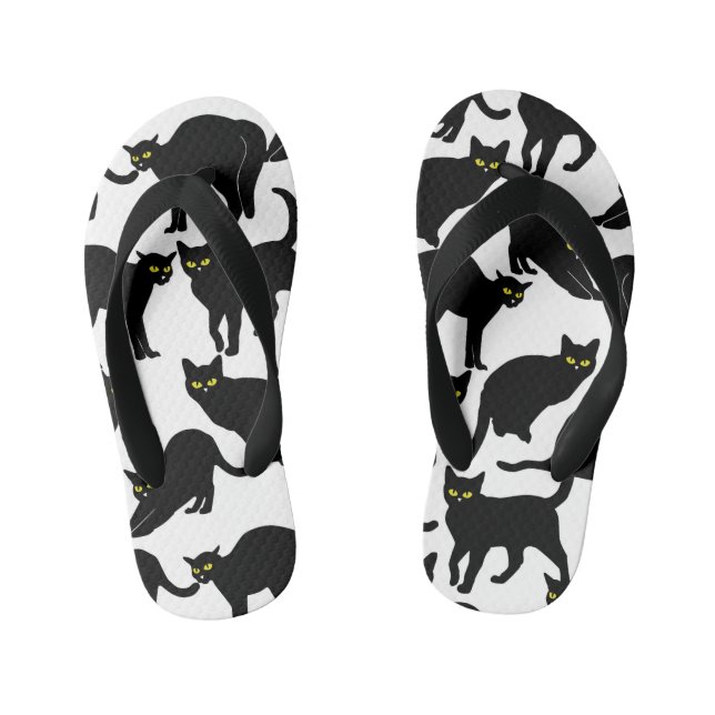 Chanclas Para Niños Black Cats on White (Plantilla)