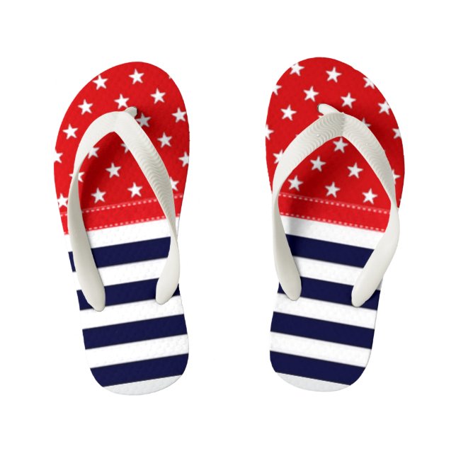 Chanclas Para Niños Blanco rojo y azul con las estrellas y las rayas (Plantilla)