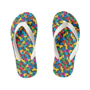 Chanclas Para Niños Bloques Retro Tetris Patrón Continuo