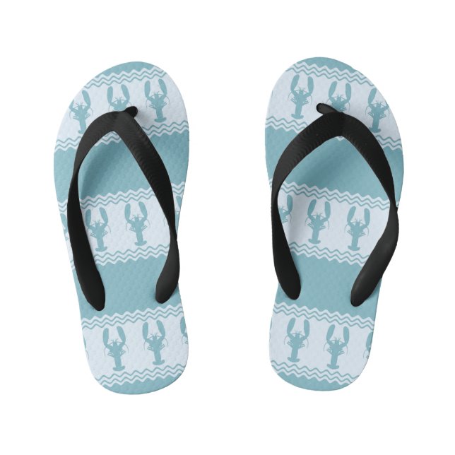 Chanclas Para Niños Blue Coastal Lobster Stripes (Plantilla)