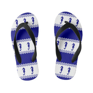 Chanclas Para Niños Blue White Coastal Seahorses Stripes