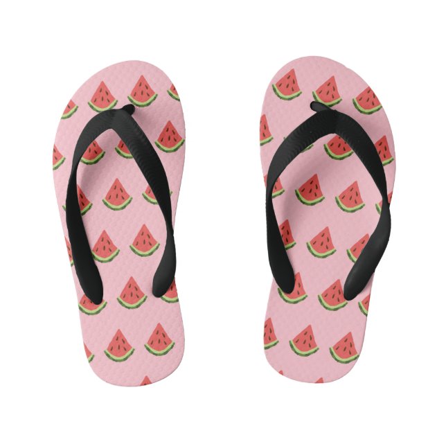 Chanclas Para Niños Bodas de sandía Niños Flip Flops (Rosa y Rojo) (Plantilla)