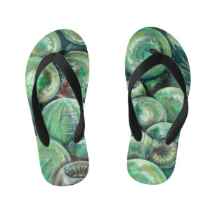 Chanclas Para Niños Bolas Navideñas Verdes