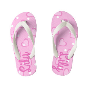 Chanclas Para Niños Bonito Pink Heart Personalizable Niños Flip Flops
