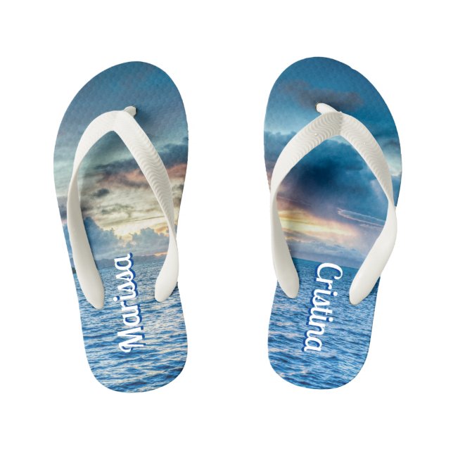 Chanclas Para Niños Bora Bora Vista del Océano Fotografía Flip Flops (Plantilla)