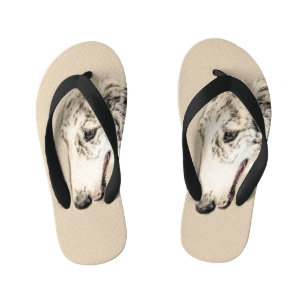 Chanclas Para Niños Borzoi (Brindle plateado) Pintura original de arte