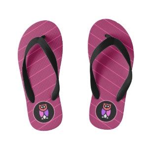 Chanclas Para Niños Búho Nocturno, Hermoso Rosa y Rojo, Arte Pop Abstr
