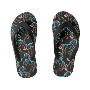 Chanclas Para Niños Caballo Luz de Neón Efecto Glitch Estilo Retro