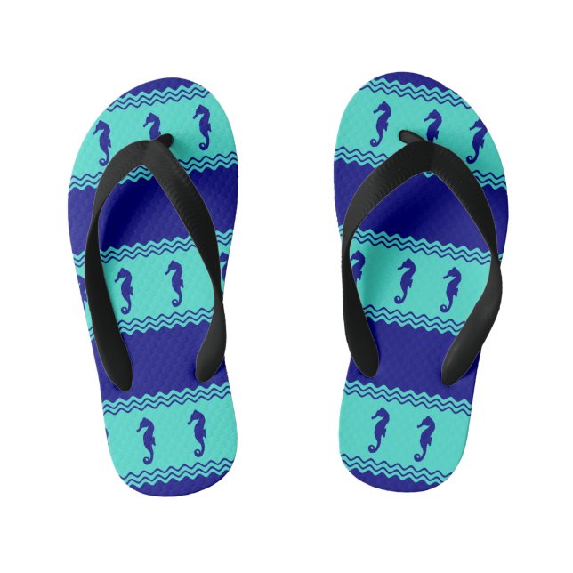 Chanclas Para Niños Caballos de mar de la costa turquesa (Plantilla)