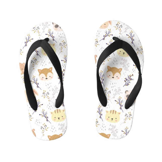 Chanclas Para Niños Cabeza Animal Adorable Y Patrón Floral (Plantilla)