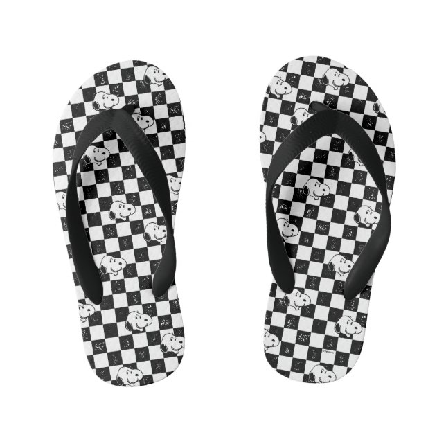 Chanclas Para Niños Cacahuetes | Bandera de Snoopy Checkered (Plantilla)