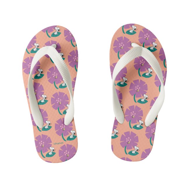 Chanclas Para Niños Cacahuetes | Ilustración de la naturaleza Flor mor (Plantilla)