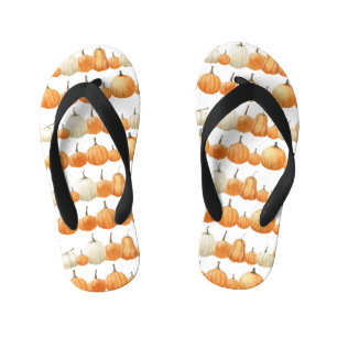 Chanclas Para Niños Calabaza otoñal: Patrón de Ilustracion acuarela