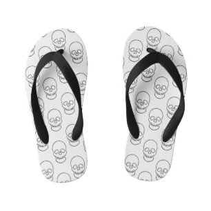 Chanclas Para Niños Calavera - Blanco y negro