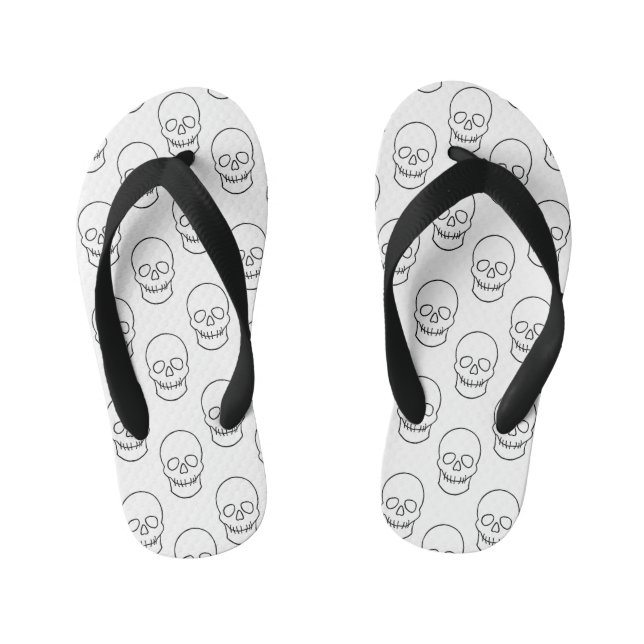 Chanclas Para Niños Calavera - Blanco y negro (Plantilla)