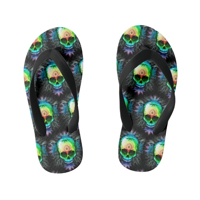 Chanclas Para Niños Calavera Sichedelic Trippy Mugs de explosión (Plantilla)
