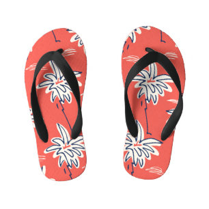 Chanclas Para Niños Camisa de playa hawaiana, patrón de palma de doodl
