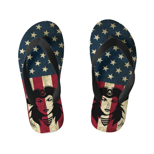 Chanclas Para Niños Capitán pirata norteamericano personalizado: la vu (Plantilla)