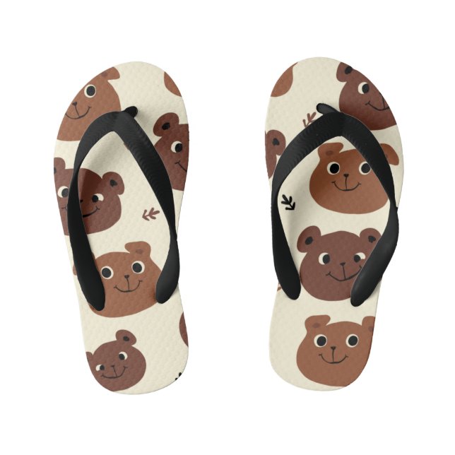 Chanclas Para Niños Cara de oso divertida (Plantilla)