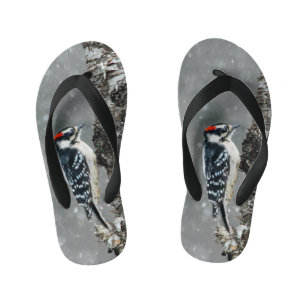Chanclas Para Niños Carpintero lechoso en nieve - Fotografía original