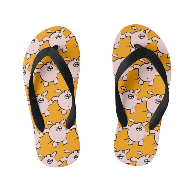 Chanclas Para Niños Cerdo divertido 5 Personalizados Elegir niños colo (Plantilla)