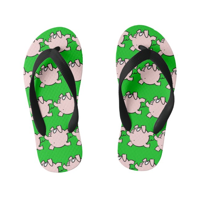 Chanclas Para Niños Cerdo Funny 6 Personalizados Elegir niños color Vo (Plantilla)