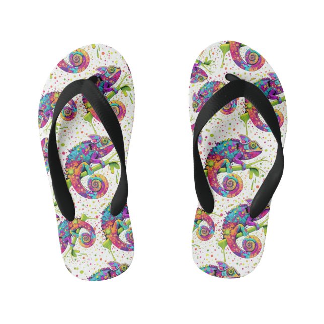 Chanclas Para Niños Chameleon Paint Stains Watercolor Style (Plantilla)