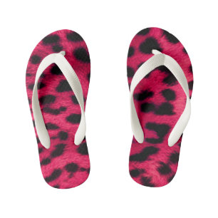 Chanclas Para Niños Chanclas, Niños/Estampado de leopardo rosa intenso