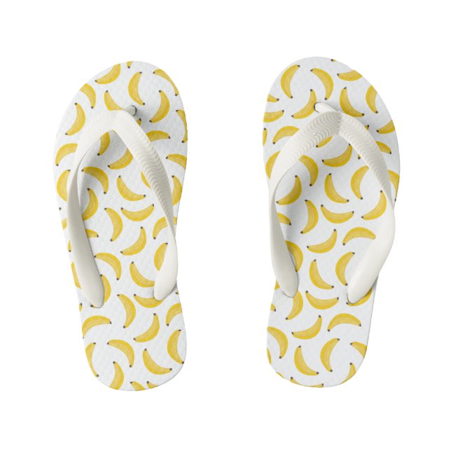 Chanclas Para Niños  Cheerful Yellow Banana Pattern Fruit Bananas (Plantilla)