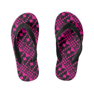 Chanclas Para Niños Cheques, chequitos - Magenta y negro