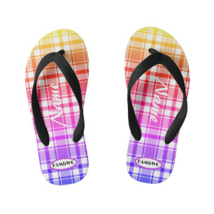 Chanclas Para Niños Chica de arcoiris con placa HAMbWG Flip Flops
